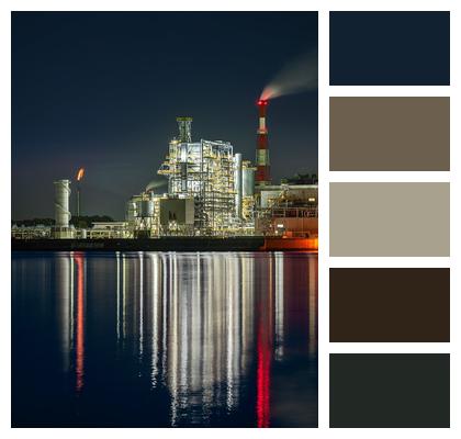 Thermal Power Plant Plant Night View Image
